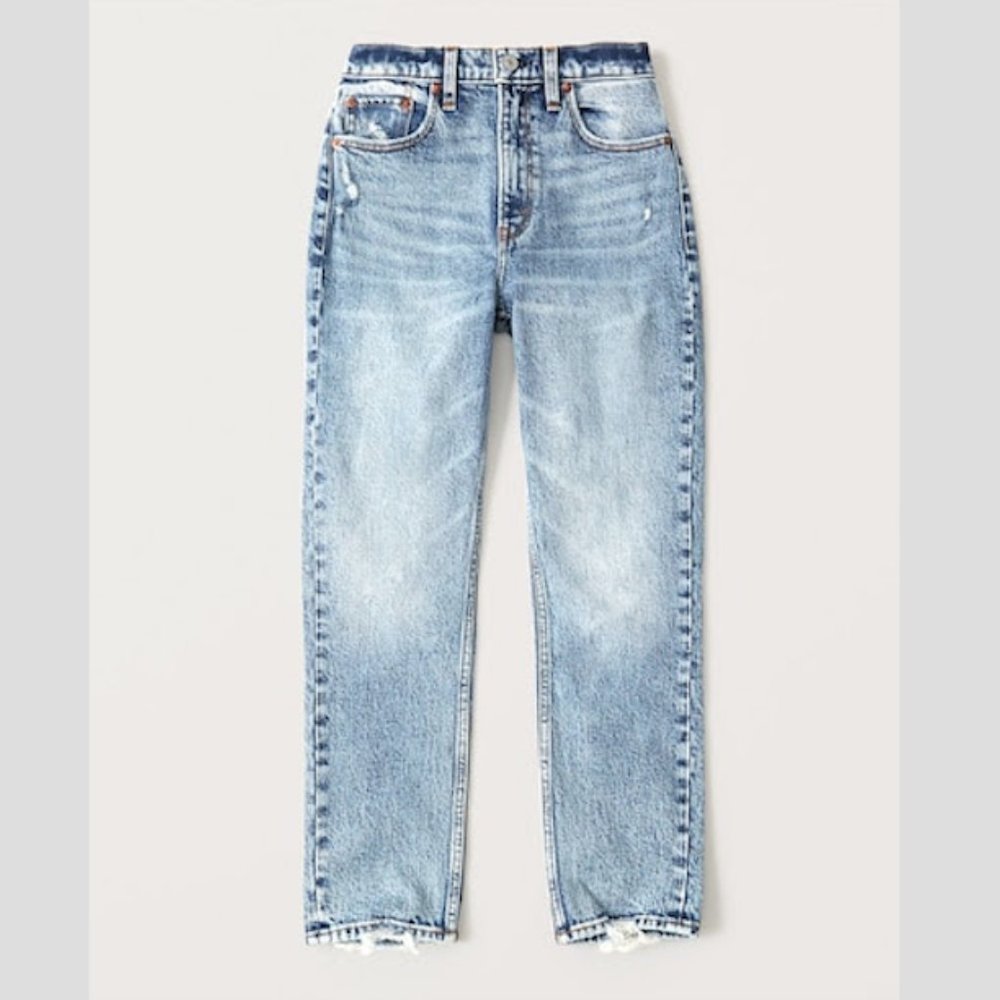 Abercrombie & Fitch Women's High Rise Acid Wash Mom Jeans NWT